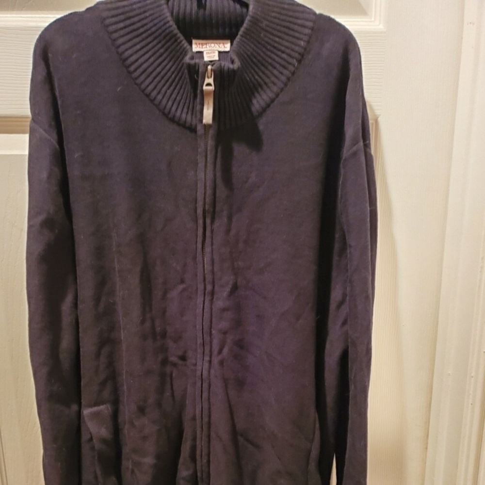 Women’s long sleeve black knit zippered cardigan NWT